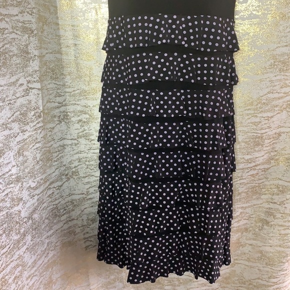 Vintage🧚♀️Joseph Ribkoff Black/Purple Polka Dot Patchwork Layered Dress Size 8 - Picture 4 of 12